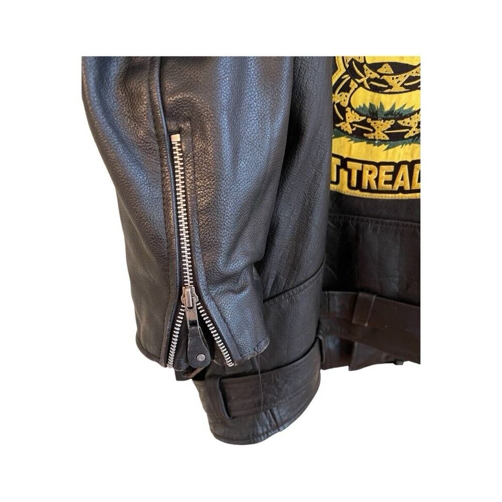 Vintage Big B’s Leather Motorcycle Jacket Gadsden Patch 2XL - Picture 6 of 10